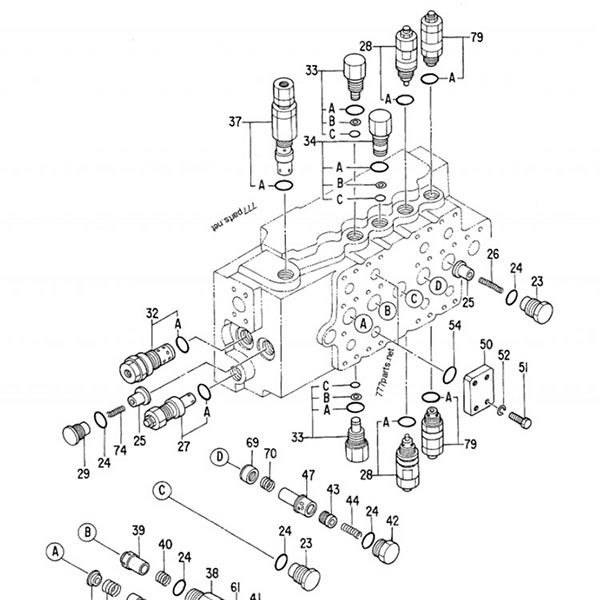 Hydraulický regulačný ventil Hitachi EX300-2 4314749